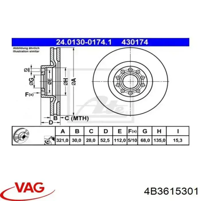Гальмівні диски передні 4B3615301 VAG