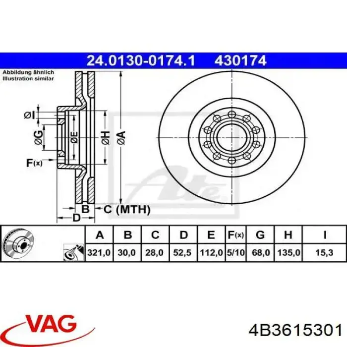 4B3615301 VAG Гальмо дискове переднє