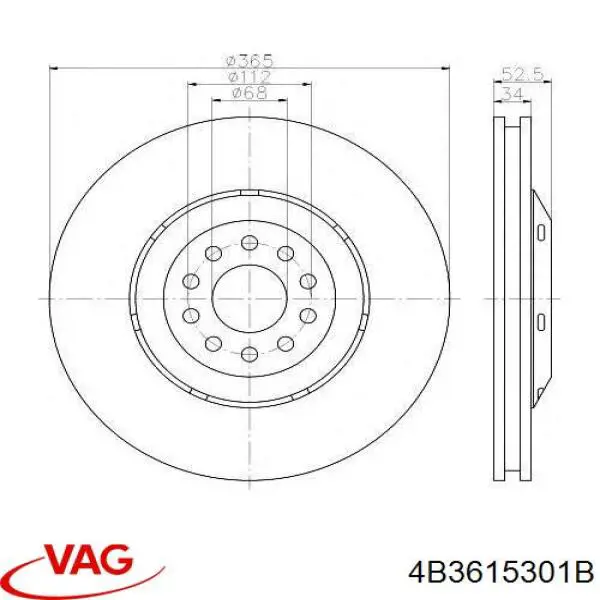 4B3615301B VAG Гальмо дискове переднє