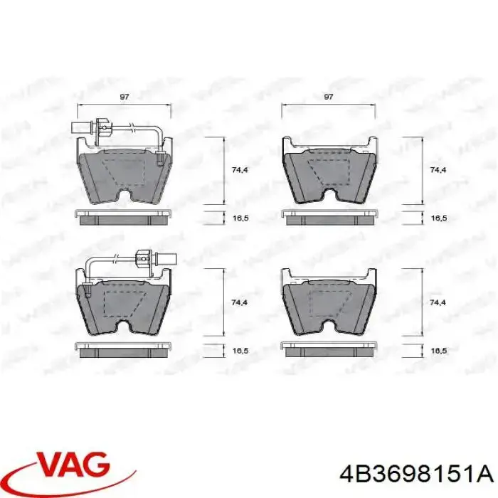 Передні тормозні колодки 4B3698151A VAG