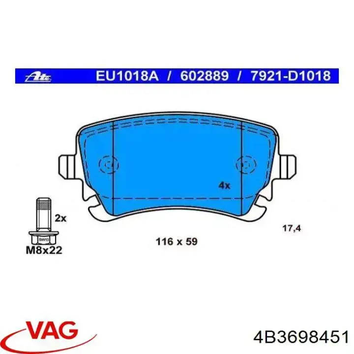 Задні дискові колодки VAG 4B3698451