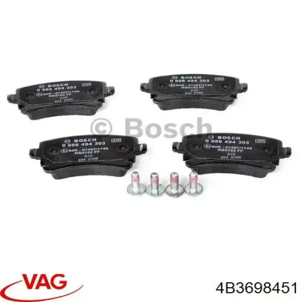 Задні гальмівні колодки VAG 4B3698451 ціна, від 26.95 USD