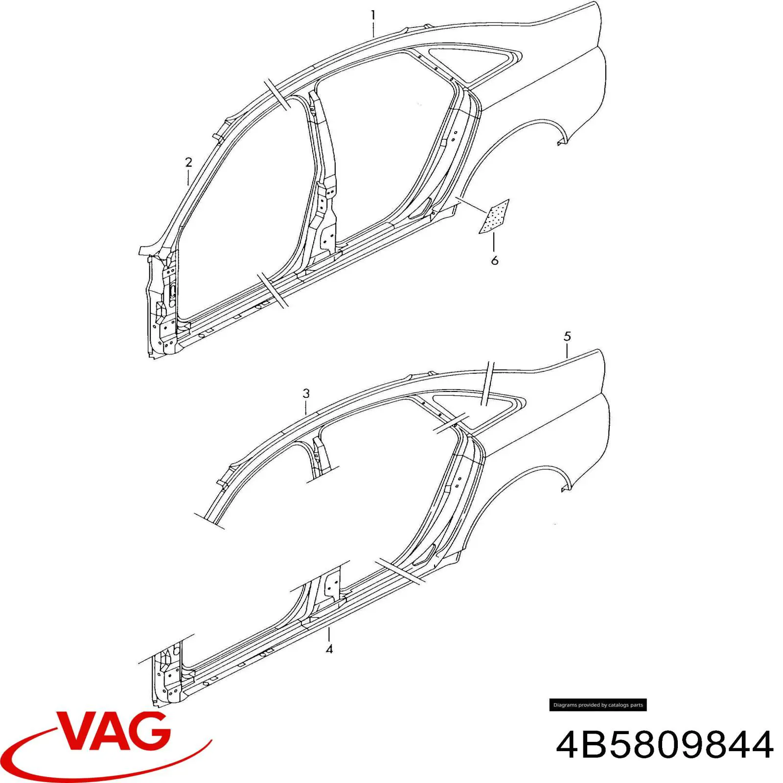 Бічна частина задні праві VAG 4B5809844 ціна, від 125.00 USD