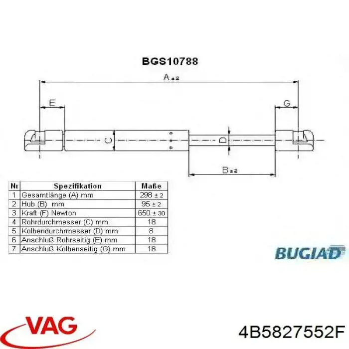 Амортизатор двері задньої VAG 4B5827552F ціна, від 7.36 USD