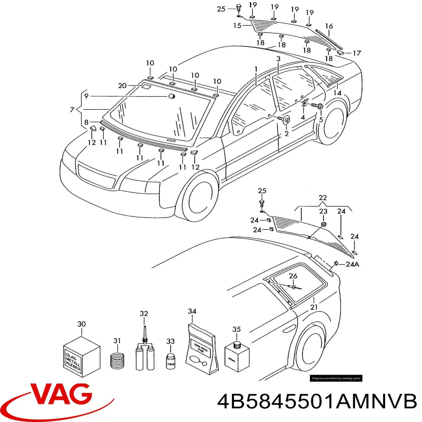Скло автомобільне заднє VAG 4B5845501AMNVB ціна, від 57.01 USD