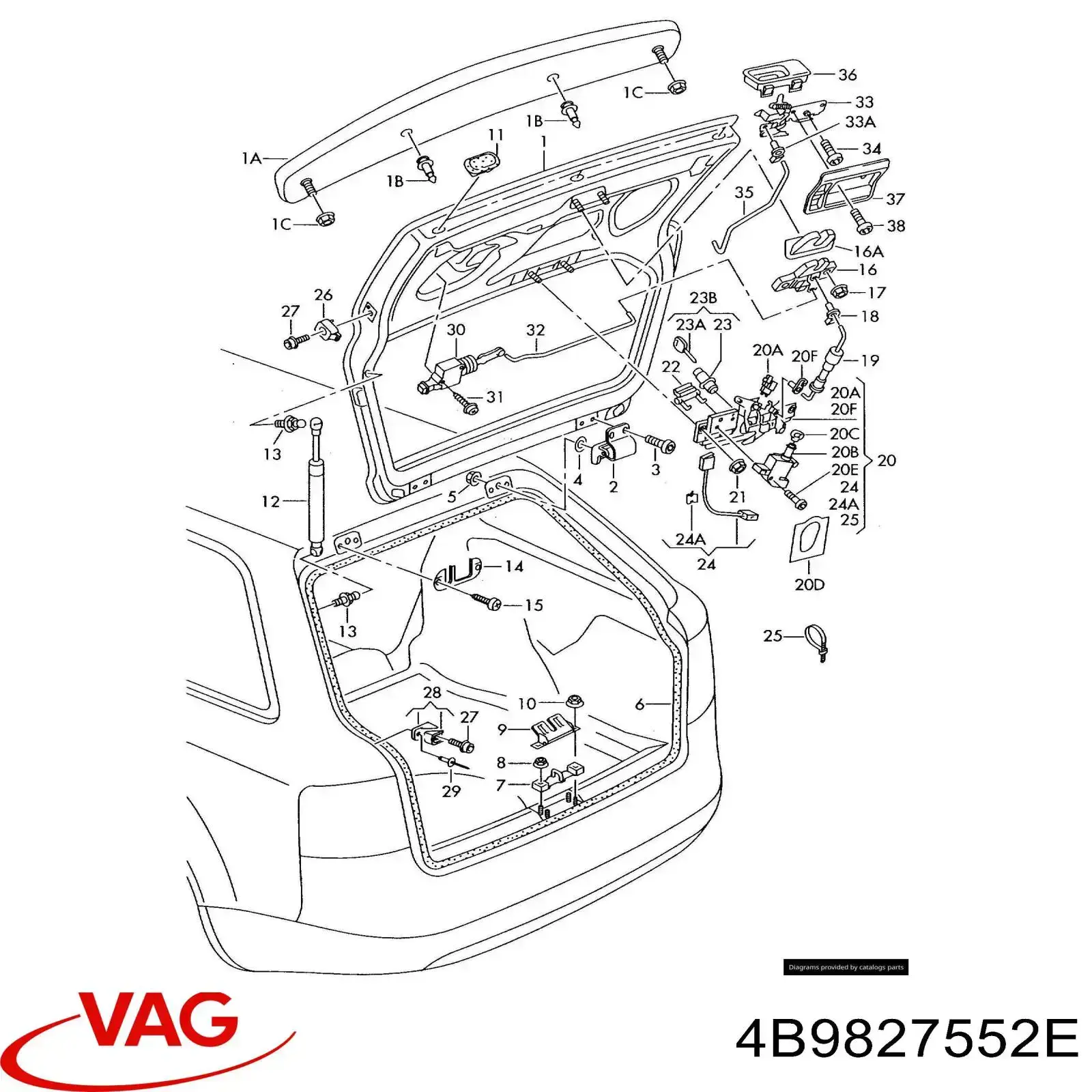 Амортизатор двері задньої VAG 4B9827552E ціна, від 11.60 USD