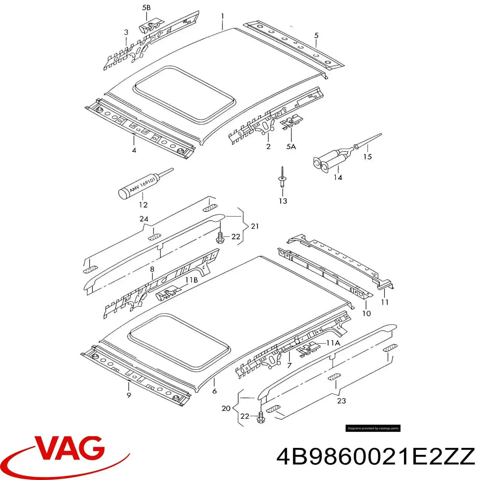 Рейлінг даху лівий VAG 4B9860021E2ZZ ціна, від 8.27 USD
