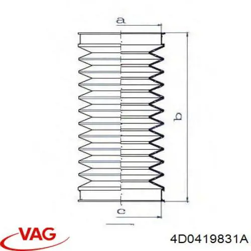 Пильник рульової тяги VAG 4D0419831A ціна, від 4.29 USD