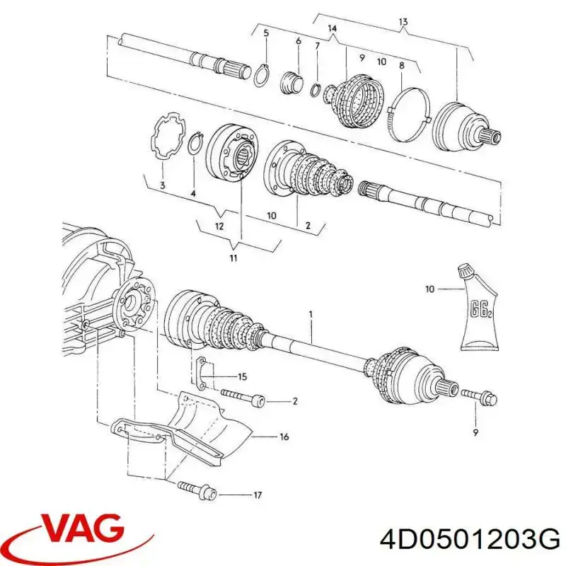 Приводи задніх коліс VAG 4D0501203G ціна, від 40.72 USD