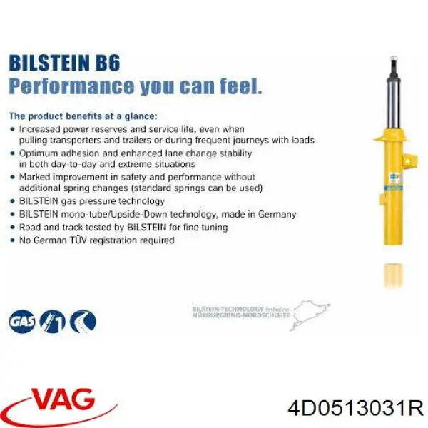 Амортизатор задній VAG 4D0513031T ціна, від 195.74 USD