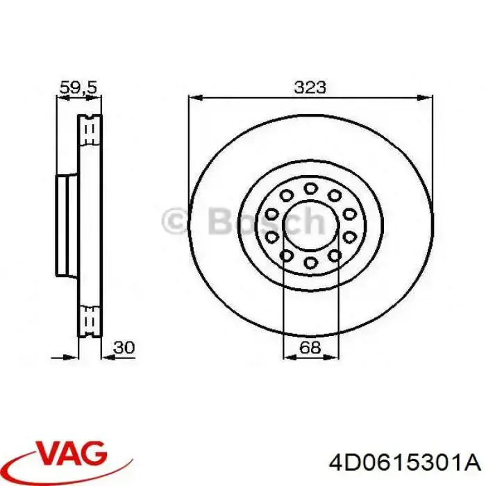 4D0615301A VAG Гальмо дискове переднє