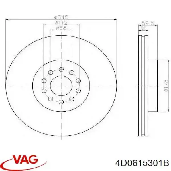 Гальмівні диски передні 4D0615301B VAG