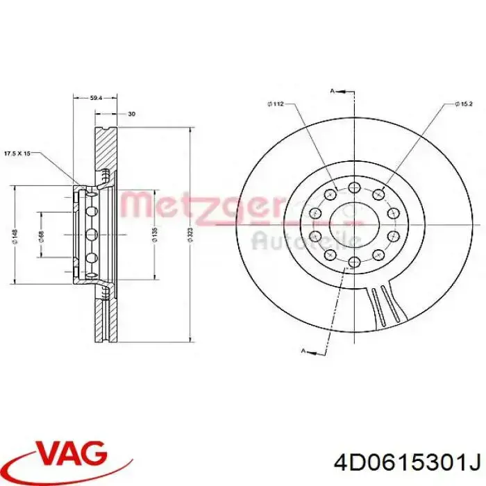 4D0615301J VAG Гальмо дискове переднє