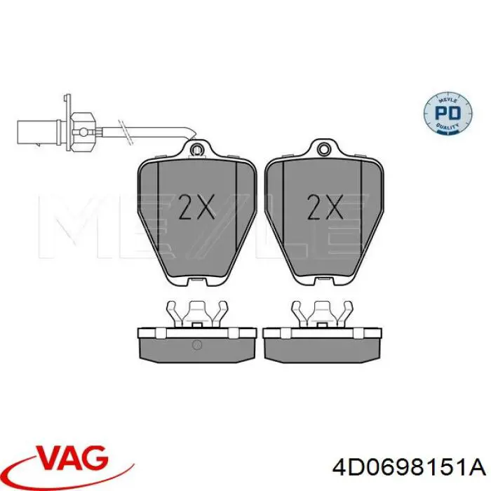 Передні тормозні колодки 4D0698151A VAG