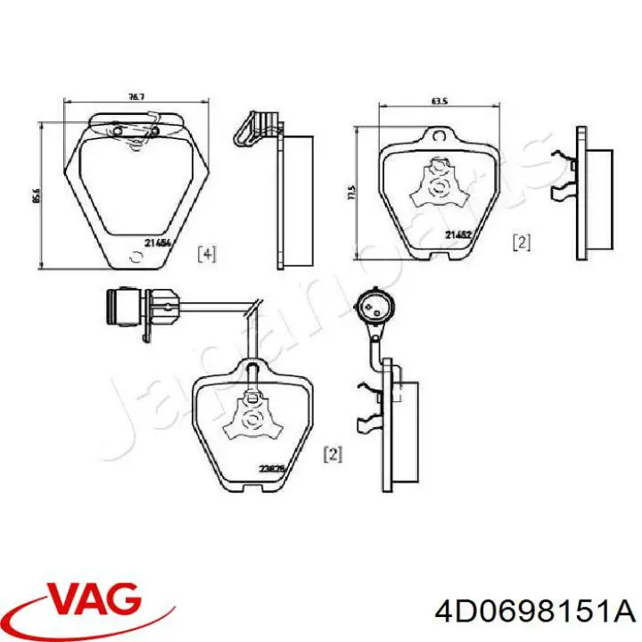 4D0698151A VAG Передні гальмівні колодки