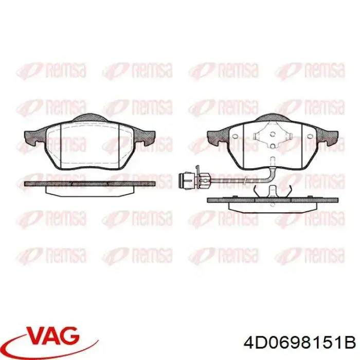 Колодки гальмівні передні, дискові 4D0698151B VAG