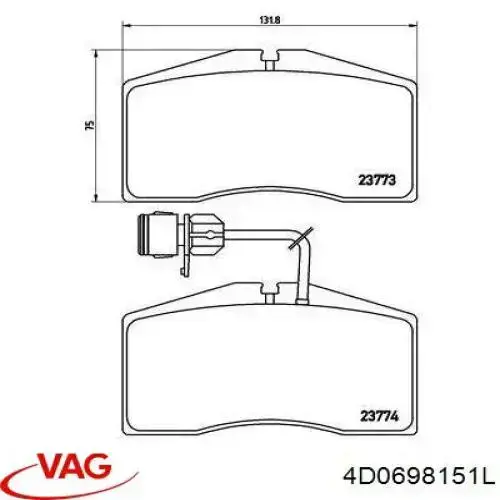 Передні тормозні колодки 4D0698151L VAG