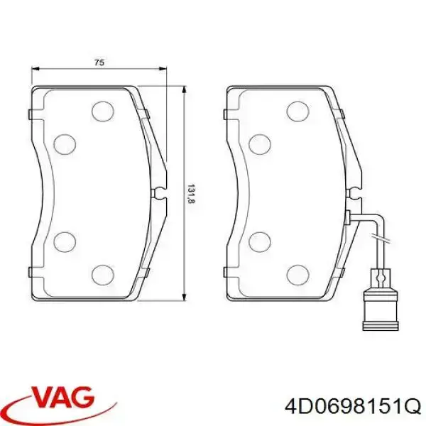 Передні тормозні колодки 4D0698151Q VAG