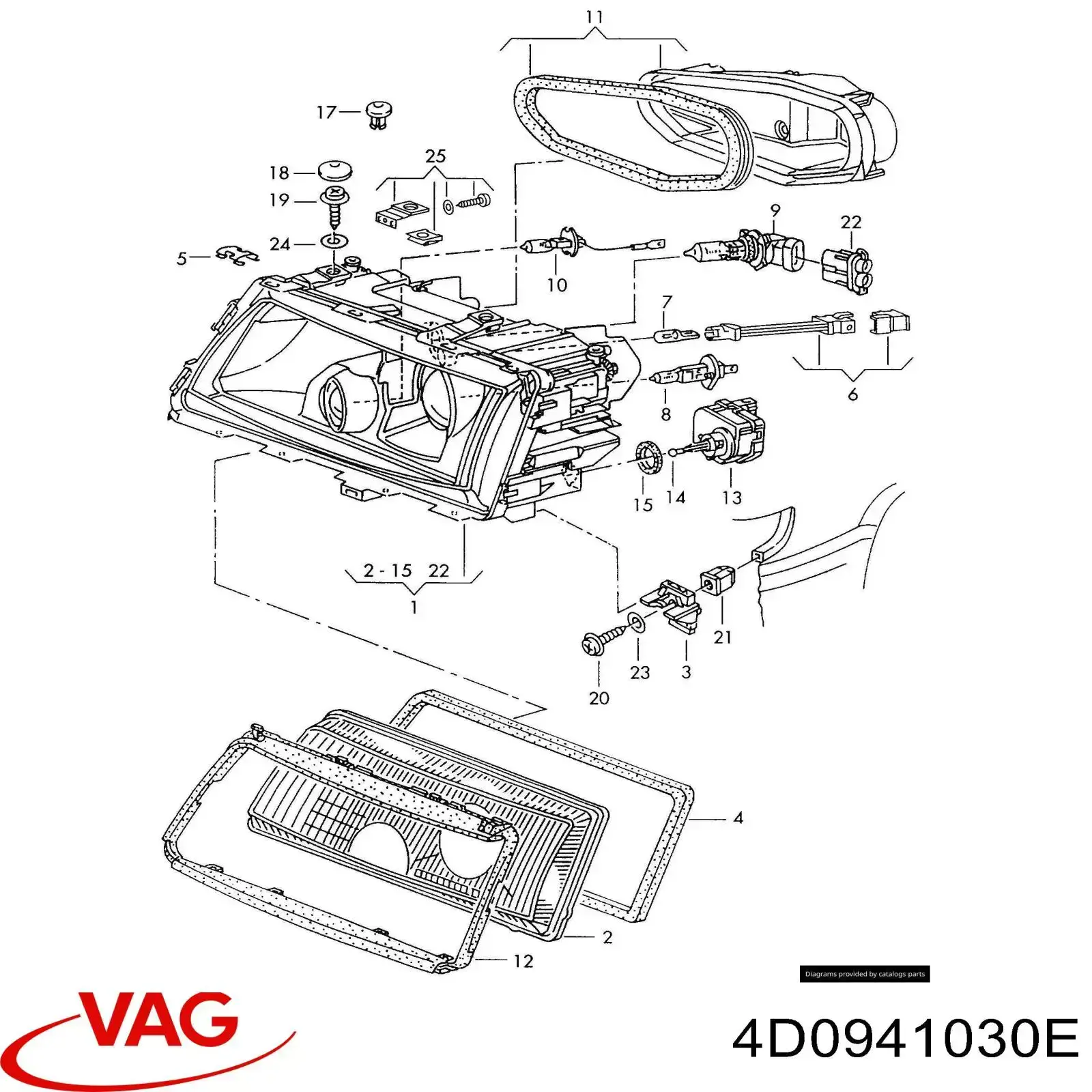 Фара правая VAG 4D0941030E ціна, від 63.33 USD