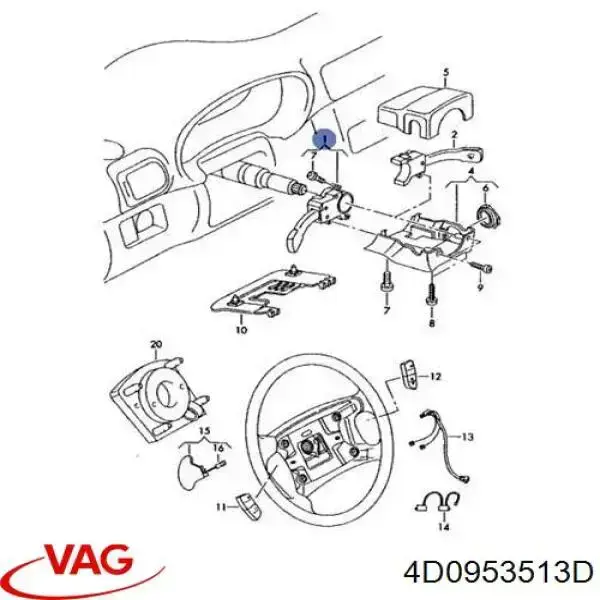 Перемикач підрульовий, лівий 4D0953513D VAG