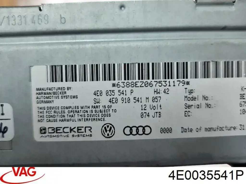 Блок керування мультимедійний VAG 4E0035541P ціна, від 44.34 USD