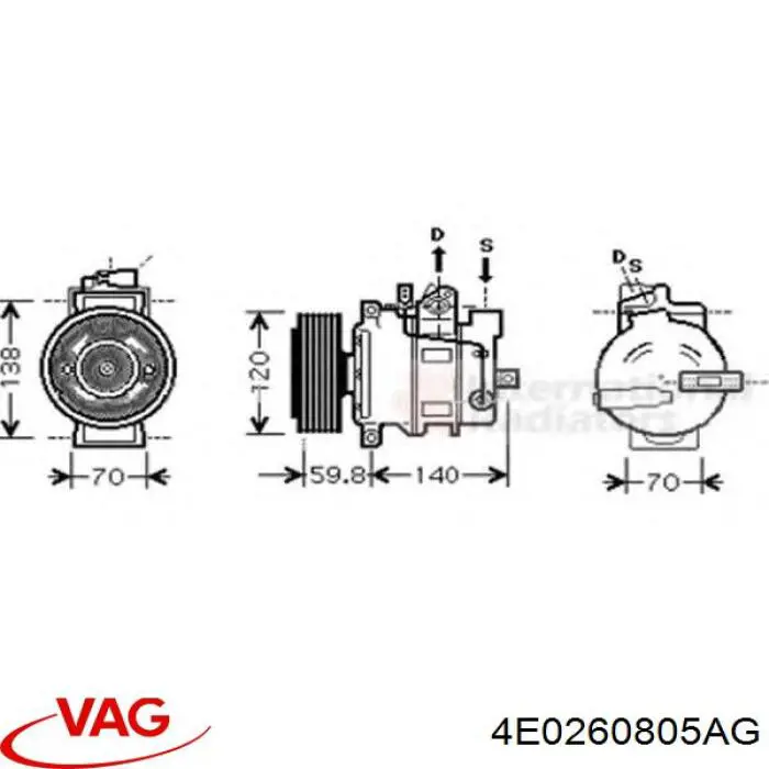 Компресор кондиціонера 4E0260805AG VAG