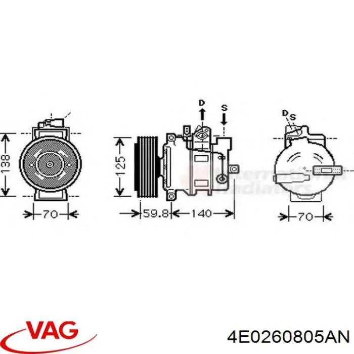 Купити 4E0260805AT VAG Компресор кліматичної установки