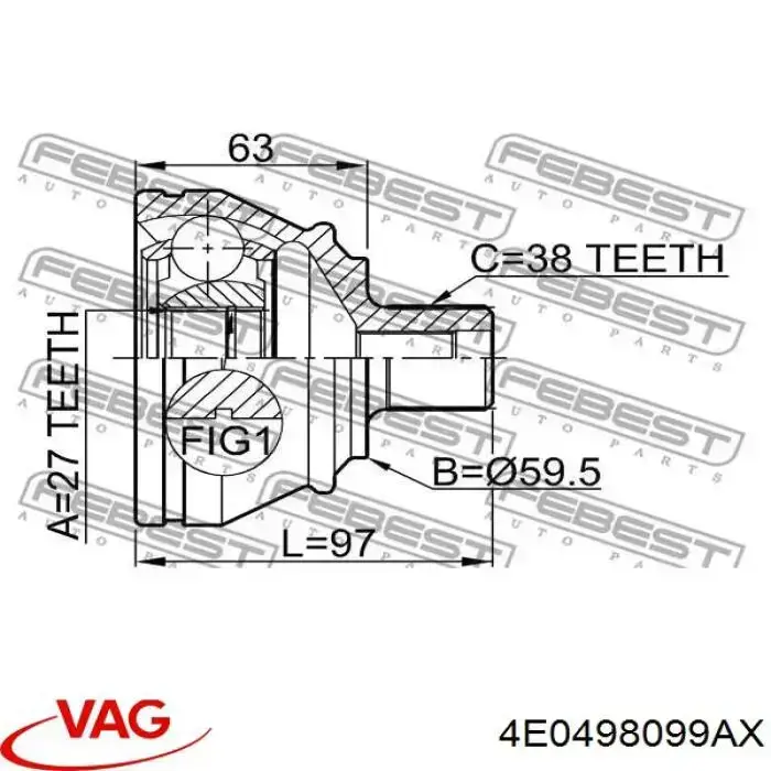 ШРУС зовнішній передній 4E0498099AX VAG