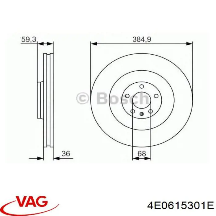 Диск переднього гальма VAG 4E0615301E ціна, від 26.10 USD