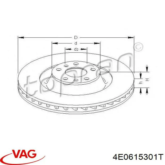 Диск гальмівний передній VAG 4E0615301T