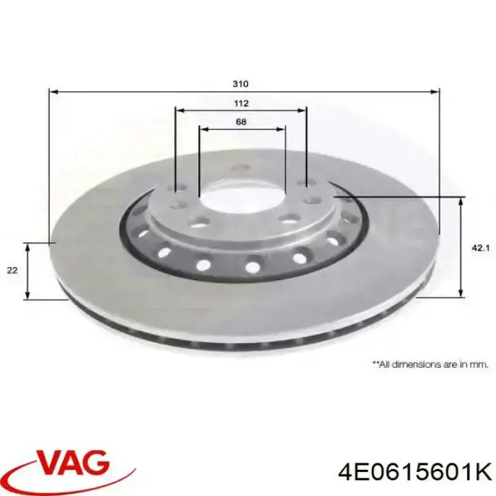4E0615601K VAG диск гальмівний задній