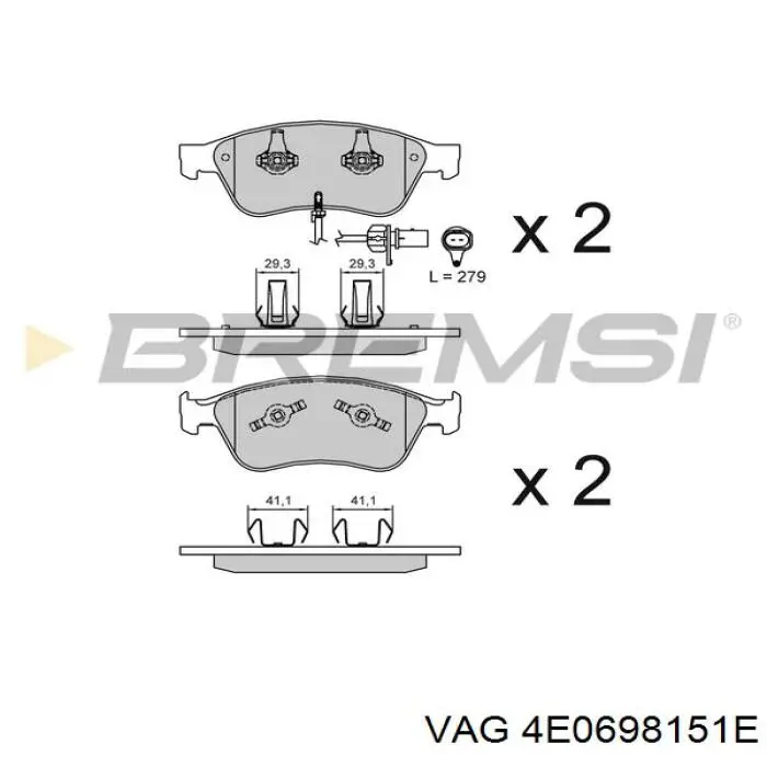Гальмівні колодки VAG 4E0698151E ціна, від 77.19 USD