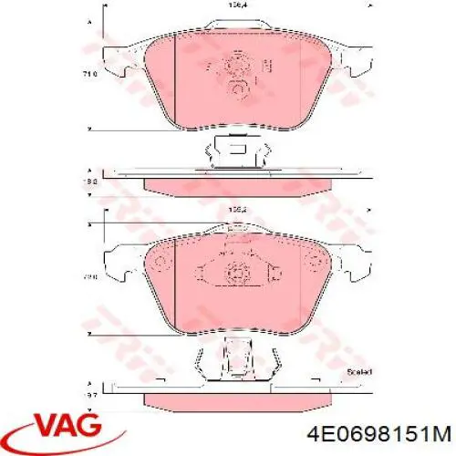 Передні тормозні колодки 4E0698151M VAG