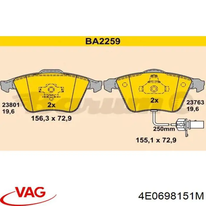 Тормозні колодки VAG 4E0698151M