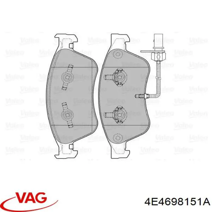 Купити 4E4698151A VAG Колодки гальмівні передні, дискові