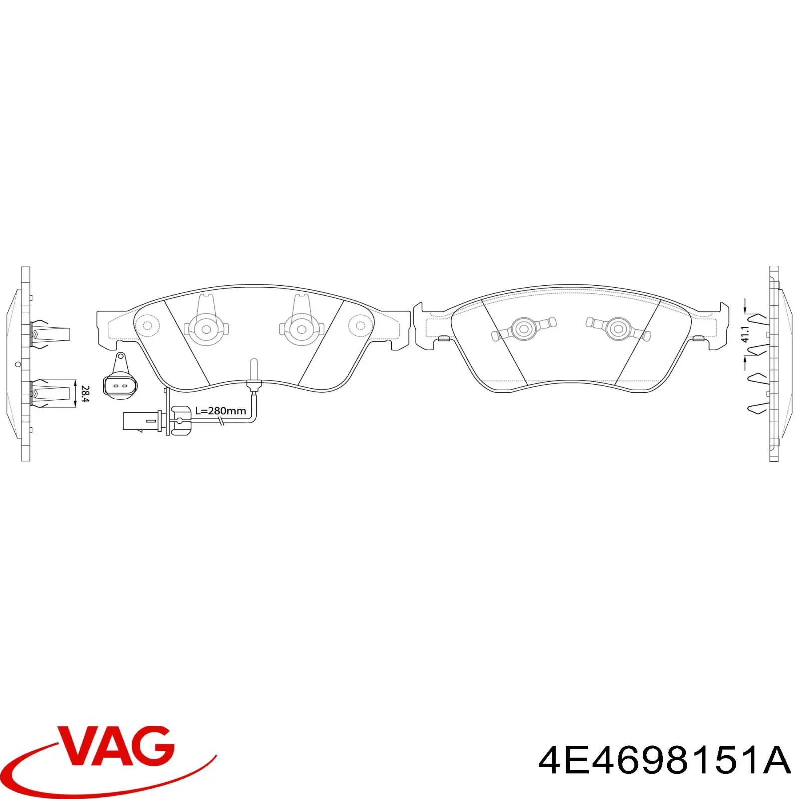 Передні тормозні колодки 4E4698151A VAG