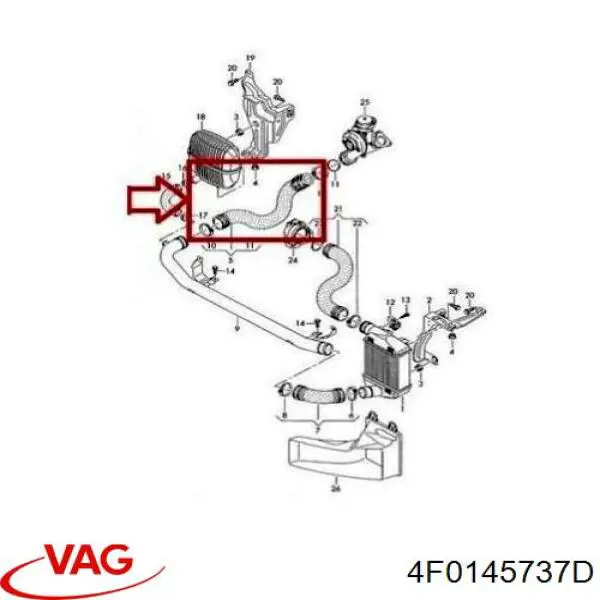 Купити 4F0145737D VAG Шланг/патрубок интеркуллера