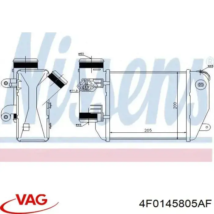 Купити 4F0145805AF VAG Радіатор интеркуллера