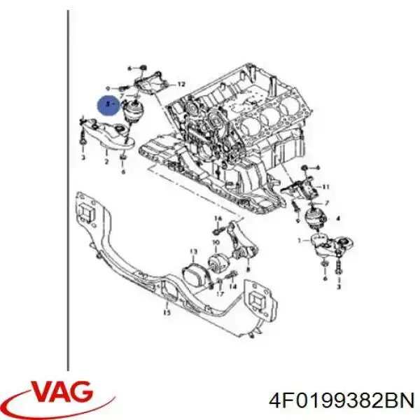 Права подушка двигуна VAG 4F0199382BN ціна, від 315.20 USD