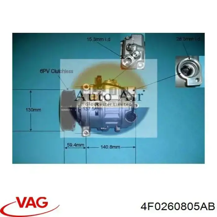 Купити 4F0260805AB VAG Компресор кліматичної установки