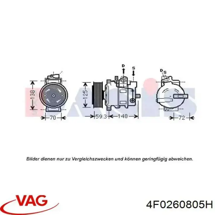 Купити 4F0260805H VAG Компресор кліматичної установки