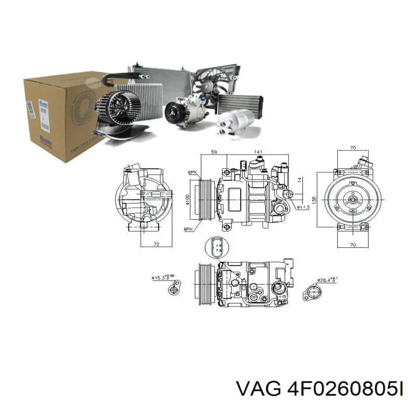 Купити 4F0260805I VAG Компресор кліматичної установки