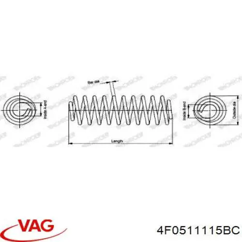 Пружина задня VAG 4F0511115BC ціна, від 59.71 USD