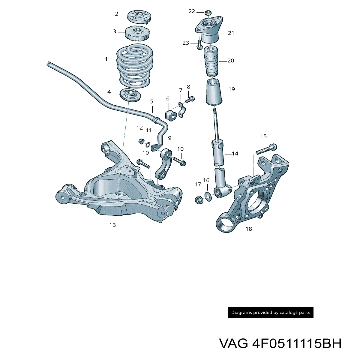 Пружина задня VAG 4F0511115BH ціна, від 184.55 USD