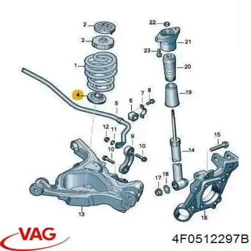 Купити 4F0512297B VAG Проставка (гумове кільце) пружини задньої, нижня