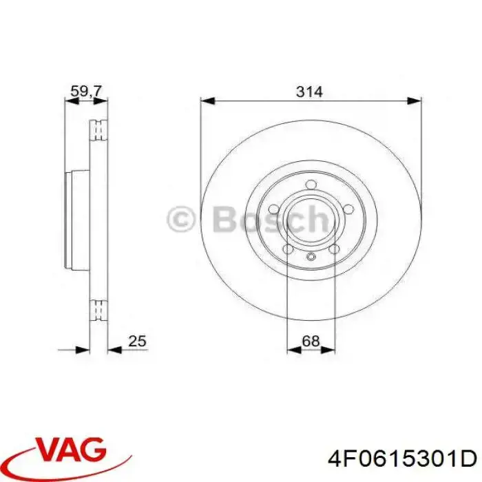 Диск гальмівний передній VAG 4F0615301D