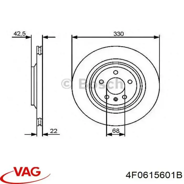 Диск гальмівний задній VAG 4F0615601B