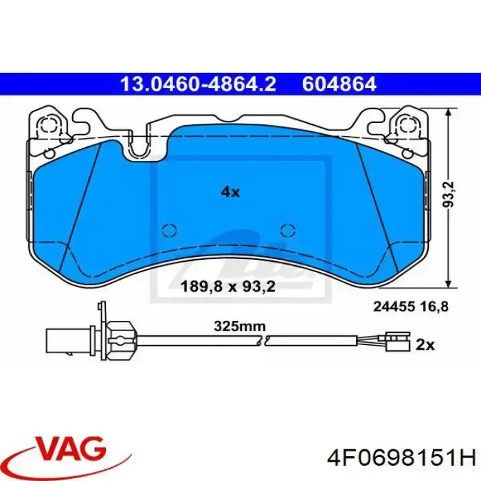 Гальмівні колодки VAG 4F0698151H ціна, від 102.86 USD