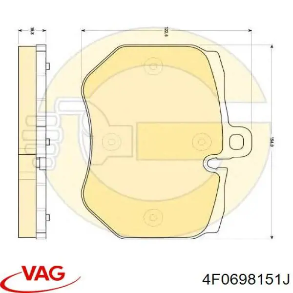 Колодки гальмівні передні, дискові 4F0698151J VAG