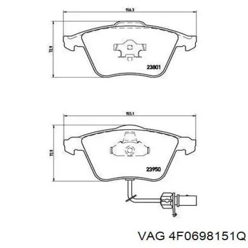 Купити 4F0698151Q VAG Колодки гальмівні передні, дискові